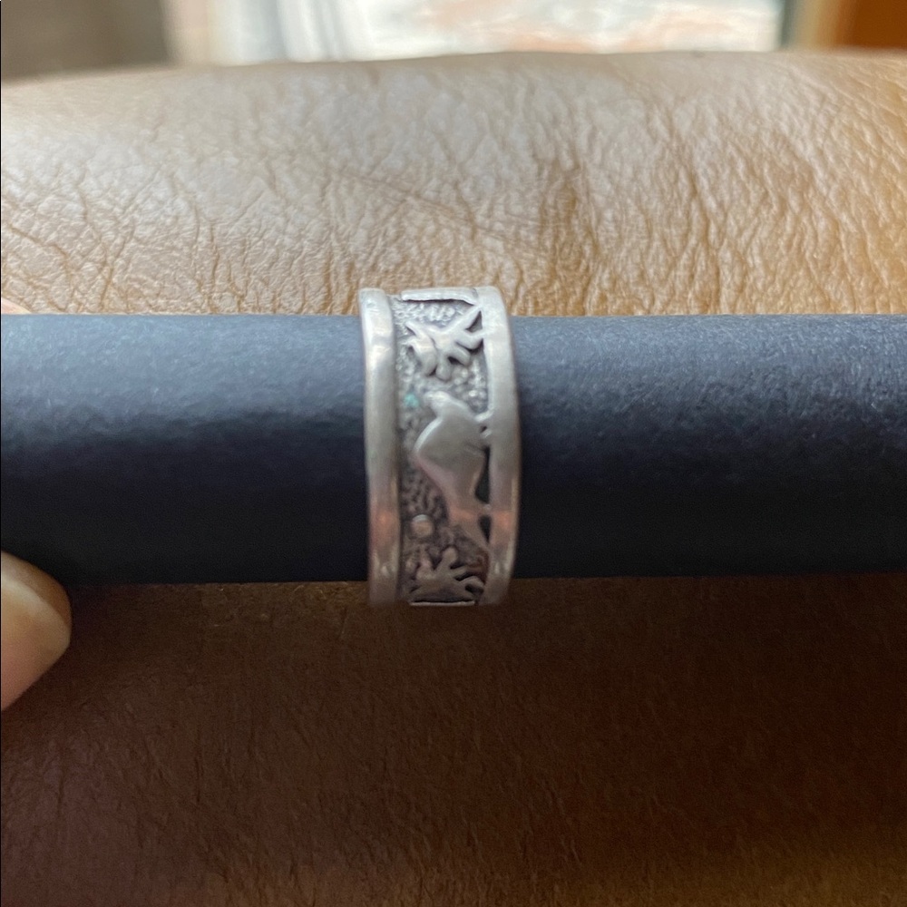 Sterling Silver 925 Mexican Nature Symbols band ring Size 5